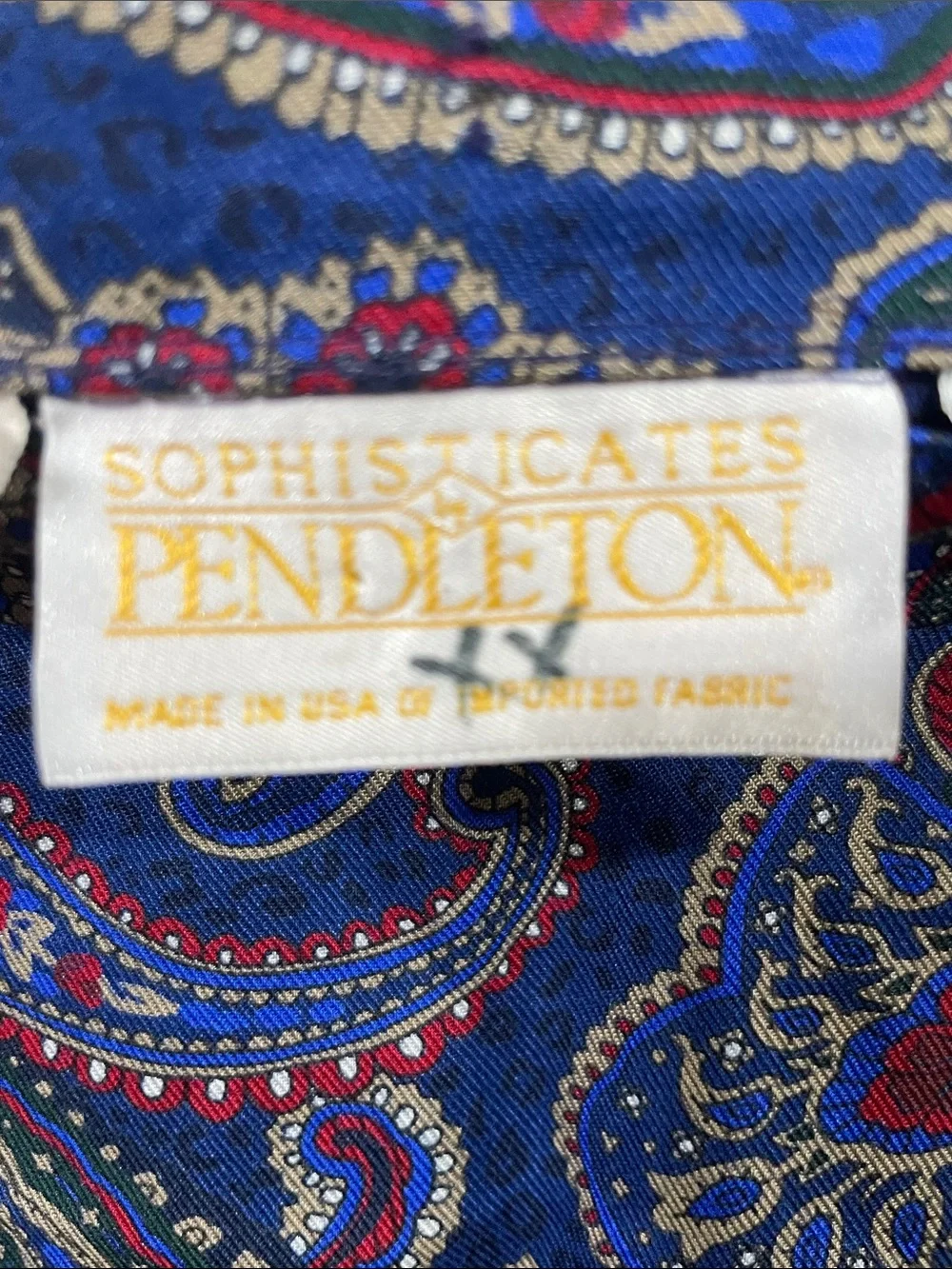 Vintage Pendleton Pendleton Blue Paisley Midi Skirt with Red Accents